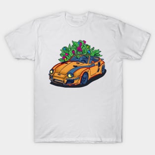 Cute retro car vintage with botanical flowers T-Shirt